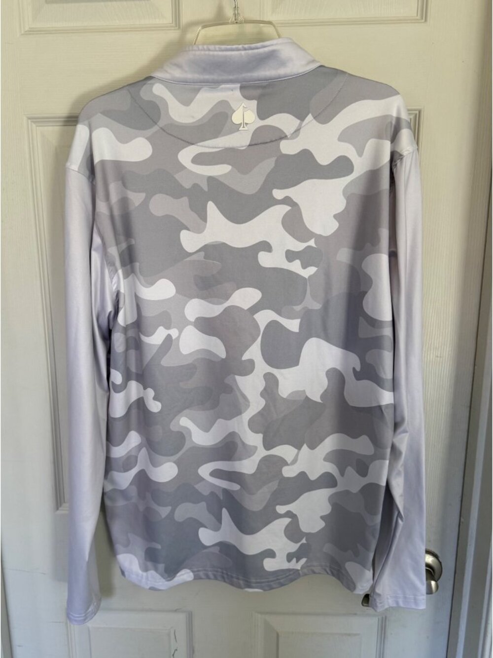 Pins & Aces Performance Polo White Grey Camo Quarter Zip Pullover Jacket Golf M - Picture 3 of 5